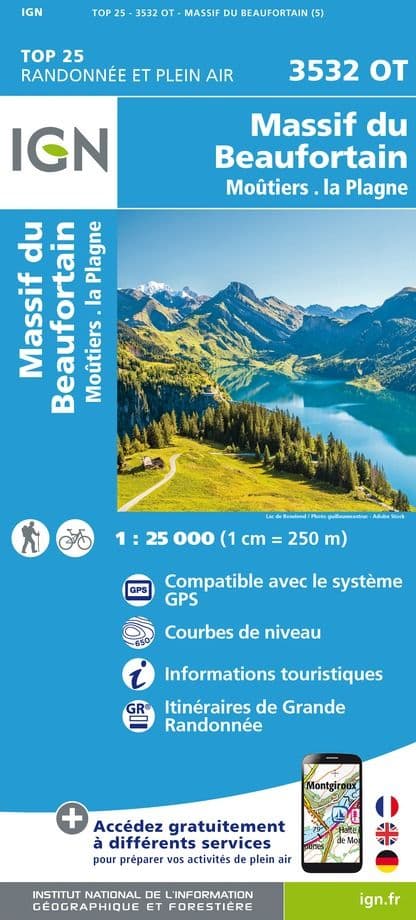 IGN Top 25 3532 OT - Massif du Beaufortain / Moûtiers / La Plagne
