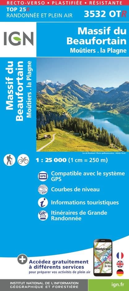 IGN Top 25 3532 OT R- Massif du Beaufortin / Moûtiers / La Plagne - Resistant