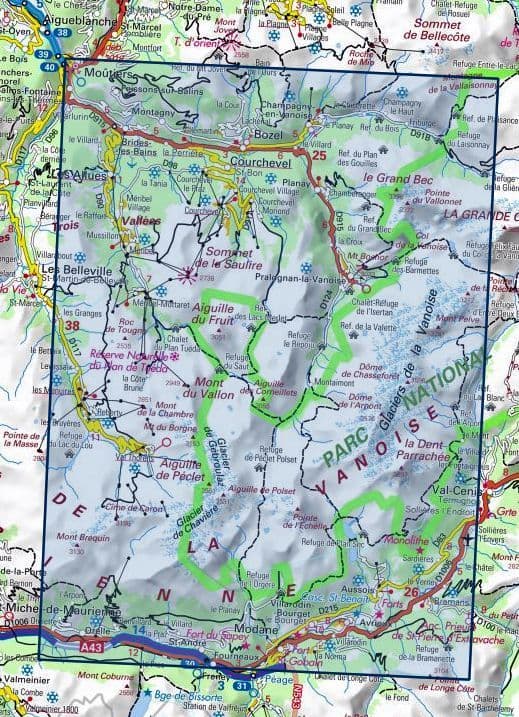 IGN Top 25 3534 OT - Les Trois Vallées / Modane PN de La Vanoise