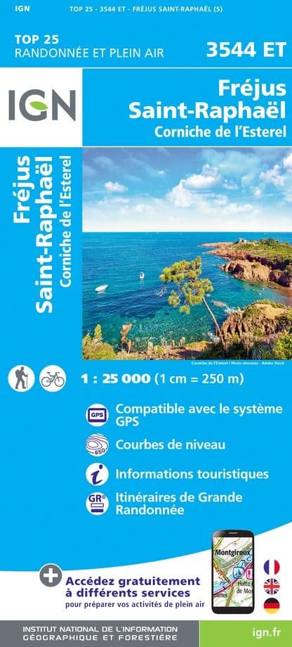 IGN Top 25 3544 ET - Fréjus / St-Raphaël / Corniche de l'Esterel