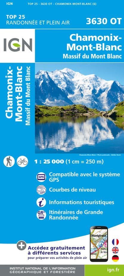 IGN Top 25 3630 OT - Chamonix Mont Blanc / Massif du Mont Blanc