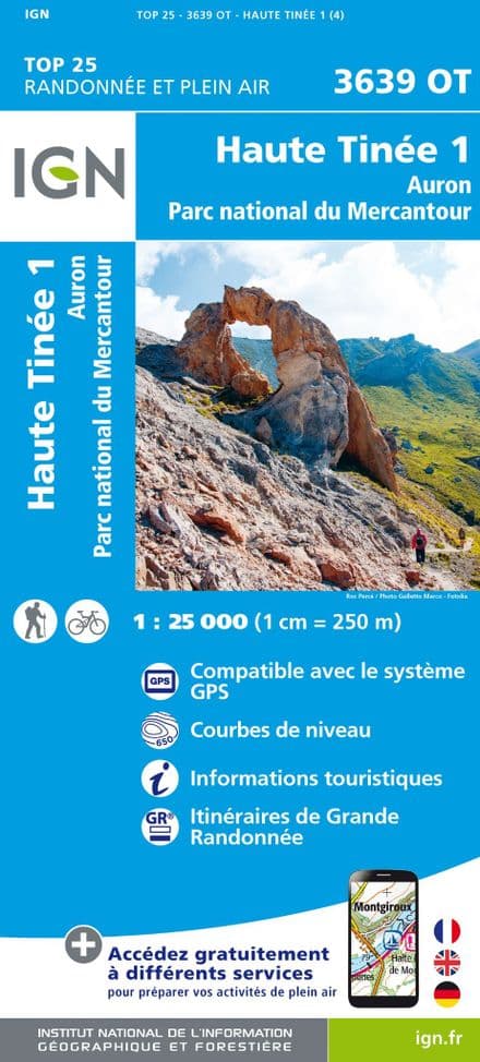 IGN Top 25 3639 OT - Haute Tinée 1 / Auron / PN du Mercantour