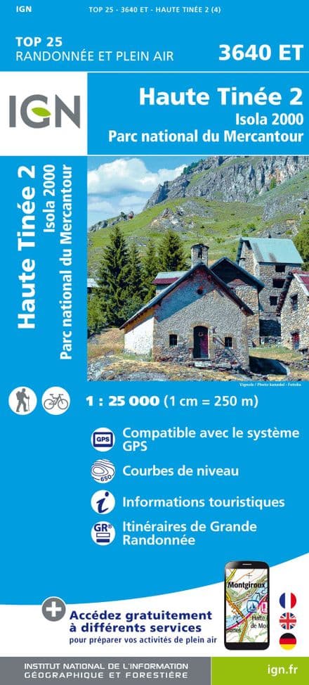 IGN Top 25 3640 ET - Haute Tinée 2 /Isola 2000 PN Mercantour