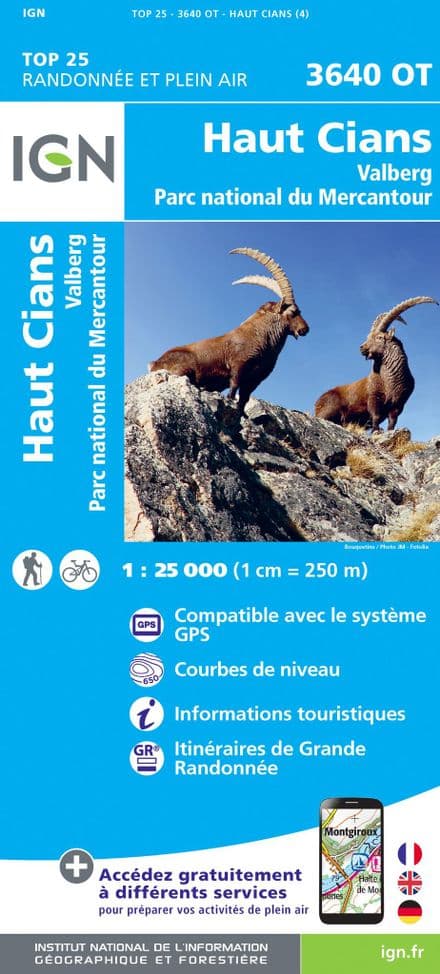 IGN Top 25 3640 OT - Haut Cians / Valberg / PN du Mercantour