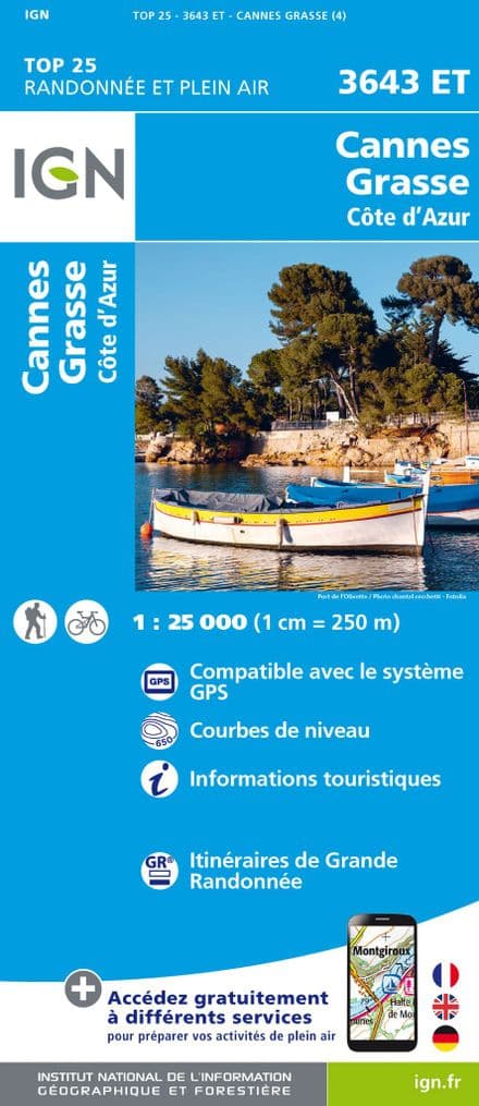 IGN Top 25 3643 ET - Cannes / Grasse / Côte d'Azur