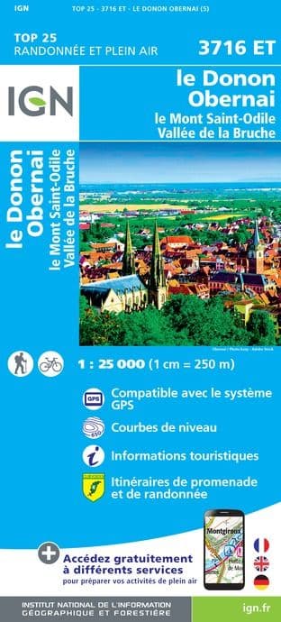 IGN Top 25 3716 ET - Le Donon / Obernai / Mont-Saint-Odile / Vallée Bruche