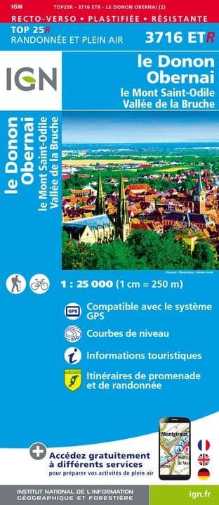IGN Top 25 3716 ET R - Le Donon / Obernai / Mont-Saint-Odile / Vallée Bruche - Resistant
