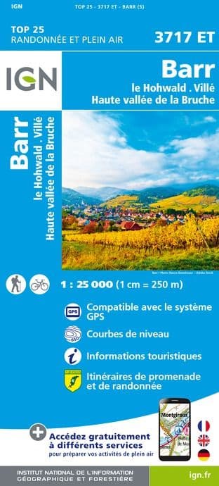 IGN Top 25 3717 ET - Barr / Le Hohwald / Ville Haute / Vallee de la Bruche