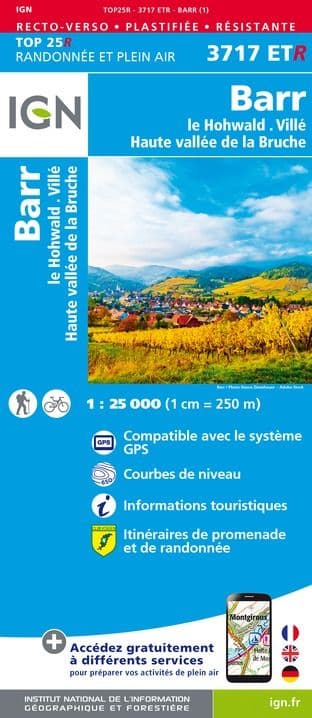 IGN Top 25 3717 ET R - Barr / Le Howald / Villé / Vallée de la Bruche- Resistant