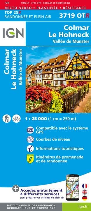 IGN Top 25 3719 OT R - Colmar / Le Hohneck / Vallee de Munster - Resistant