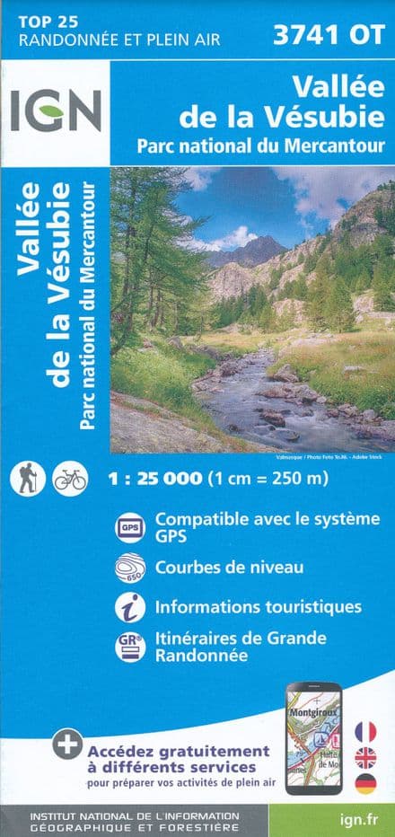 IGN Top 25 3741 OT - Vallée de La Vésubie / PN du Mercantour
