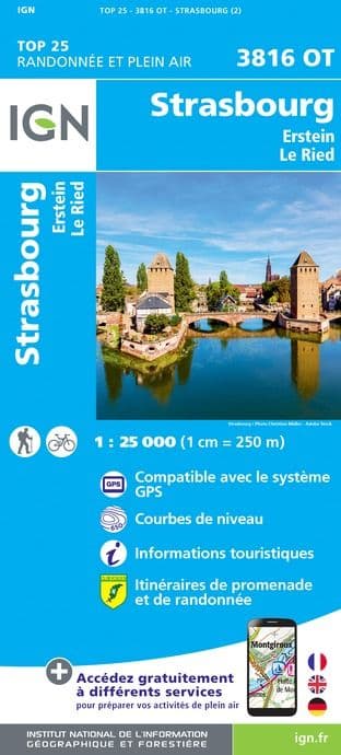IGN Top 25 3816 OT - Strasbourg / Erstein Le Ried