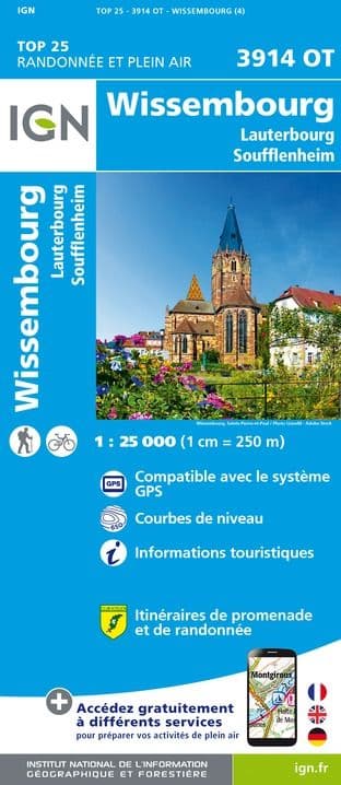 IGN Top 25 3914 OT - Wissembourg / Lauterbourg Soufflenheim Plaine du Rhin