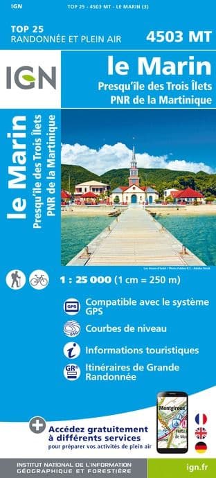 IGN Top 25 4503 MT - Le Marin / P-Ile Des Trois-Ilet
