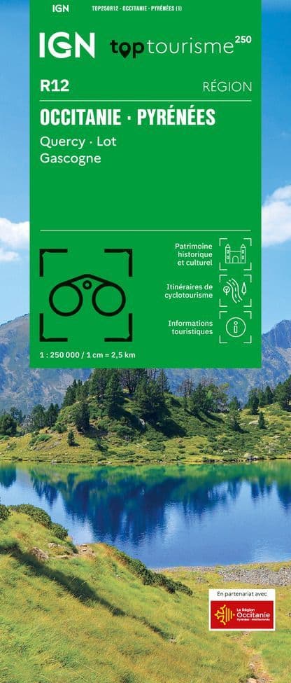 IGN TOP 250 Map 12 - Occitanie - Pyrénées - Quercy -Lot - Gascogne