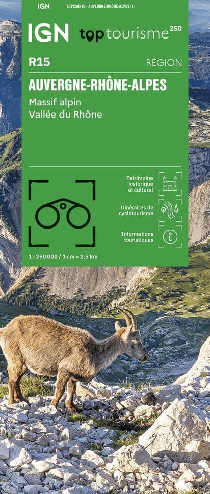 IGN TOP 250 Map 15 - Auvergne - Rhône-Alpes - Massif Alpin - Vallée du Rhône