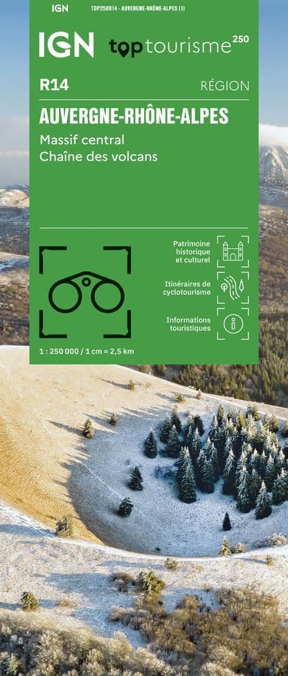 IGN TOP 250 Map R14 - Auvergne - Rhône-Alpes - Massif Central - Chaîne volcans