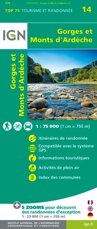 IGN Top 75 - 014 Gorges et Monts d'Ardêche at 1:75,000