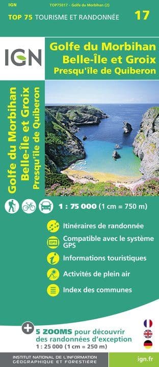 IGN Top 75 - 017 Golfe du Morbihan / Belle - Ile et Groix / Presqu'lle de Quiberon at 1:75,000
