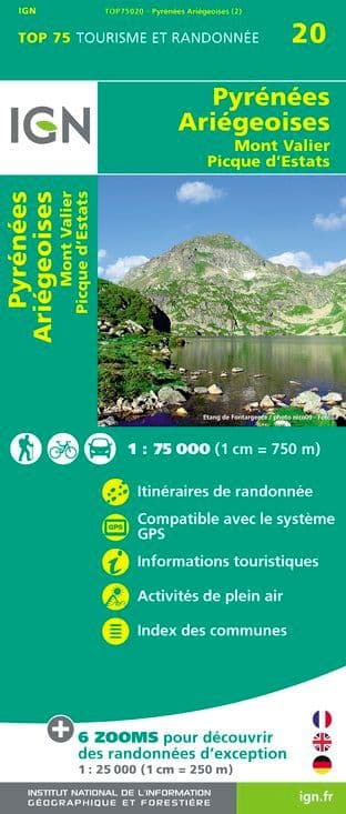 IGN Top 75 - 020 Pyrenees Ariegeoises / Mont Valier / Picque d'Estats at 1:75,000