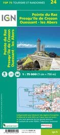 IGN Top 75 - 024 Pointe du Raz / Presqu'ile de Crozon / Ouessant / Cote des Legendes at 1:75,000