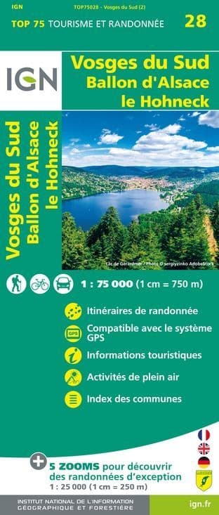 IGN Top 75 - 028 Vosges du Sud / Ballon d'Alsace / Le Hohneck at 1:75,000