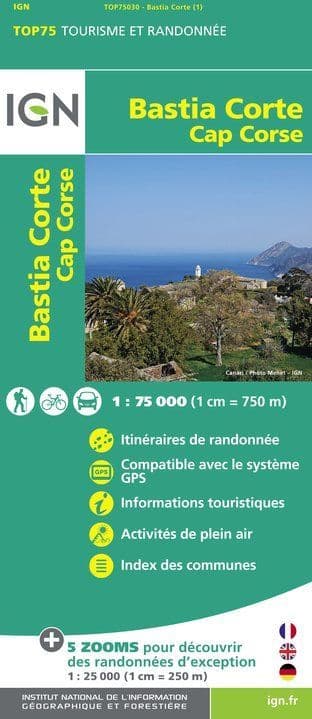 IGN Top 75 - 030 Bastia / Corte / Cap Corse at 1:75,000