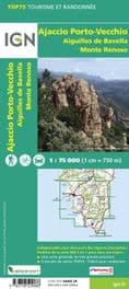 IGN Top 75 - 031 Ajaccio / Porto Vecchio / Aiguilles de Bavella / Monte Renoso at 1:75,000