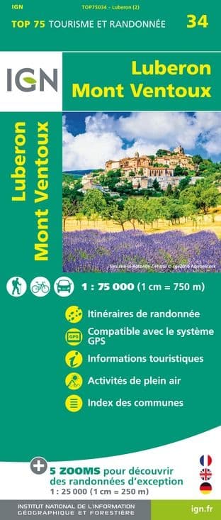 IGN Top 75 - 034 Luberon / Mont Ventoux at 1:75,000