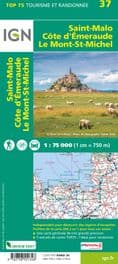 IGN Top 75 - 037 Mont Saint Michel / Saint Malo / Cote d'Emeraude at 1:75,000