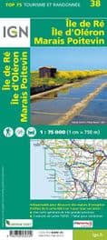 IGN Top 75 - 038 Ile de Re / Ile d'Oleron / Marais Poitevin at 1:75,000