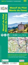 IGN Top 75 - 040 Massif Du Pilat - Monts Du Forez at 1:75,000
