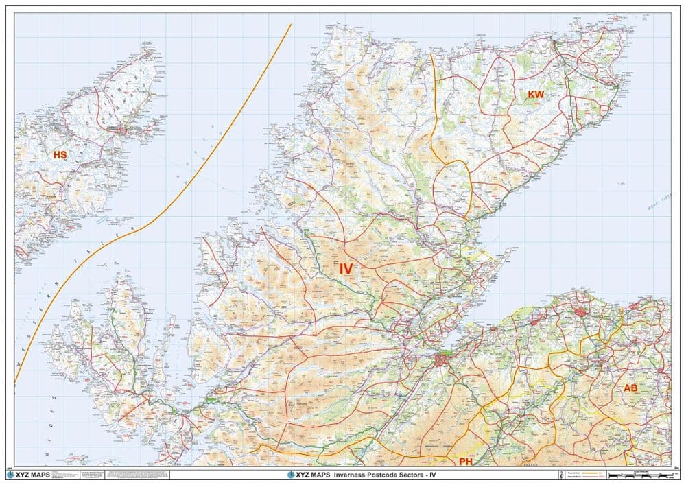 Inverness - IV - Postcode Sector Wall Map