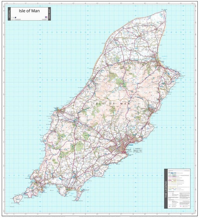 Isle of Man - Wall Map - 1:50,000 - 2024
