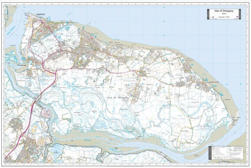 Isle of Sheppey - Wall Map - 1:15,000 - The Map Centre Press