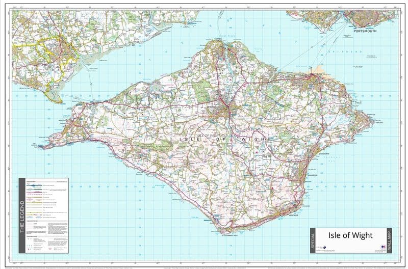 Isle of Wight - Wall Map - 1:50,000 - 2024