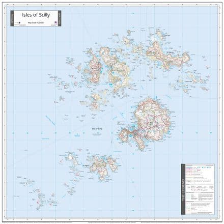 Isles of Scilly - 1:20,000 - Wall Map - The Map Centre Press
