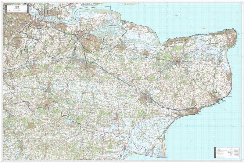 Kent - Extra Large County Wall Map - 210 x 140cm