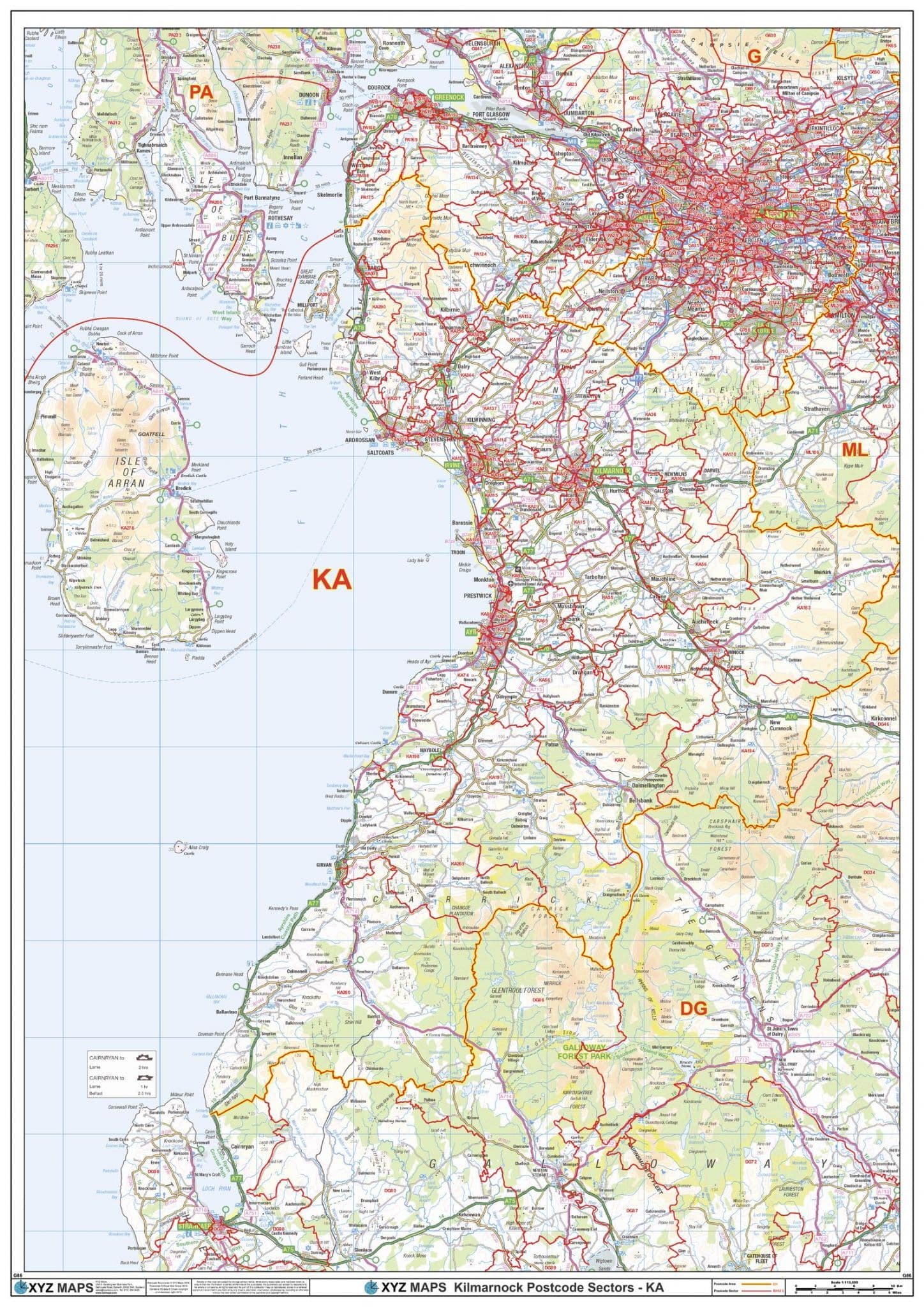 Kilmarnock - KA - Postcode Sector Wall Map