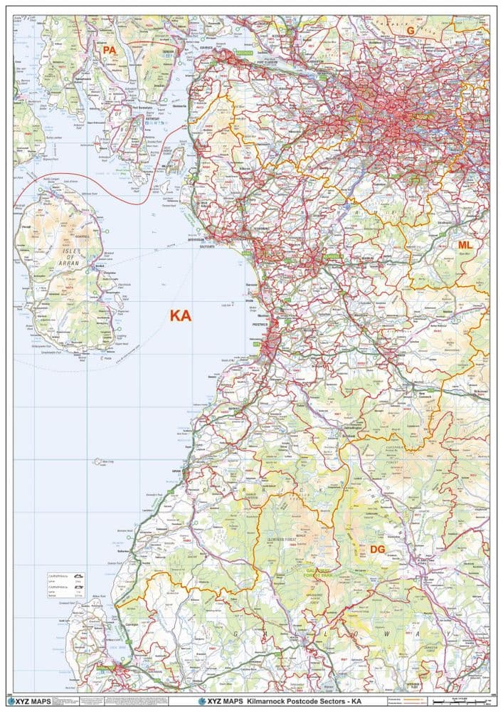 Ka9 Postcode Kilmarnock - KA - Postcode Sector Wall Map