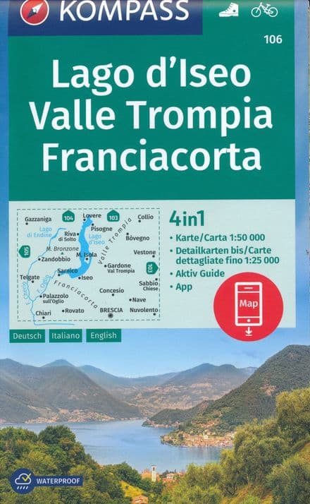 Lago d'Iseo - Valle Trompia - Franciacorta Kompass 106 - 1:50,000