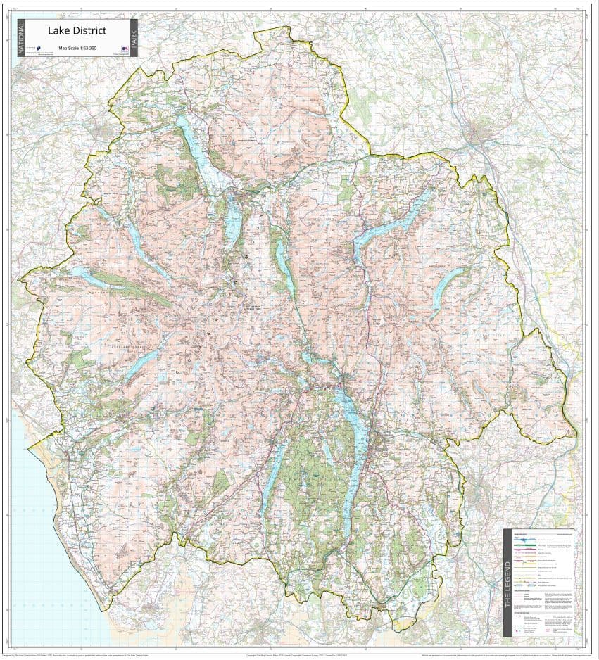 Lake District National Park - Wall Map - 1 63 360 - 2025