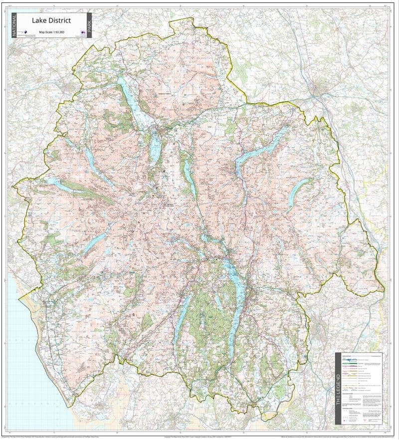 Lake District National Park - Wall Map - 1:63,360 - 2025