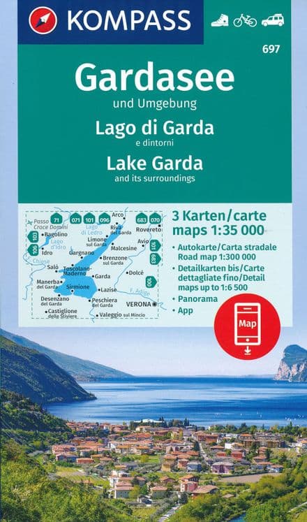 Lake Garda - Lago di Garda at 1:35,000 - Kompass 697
