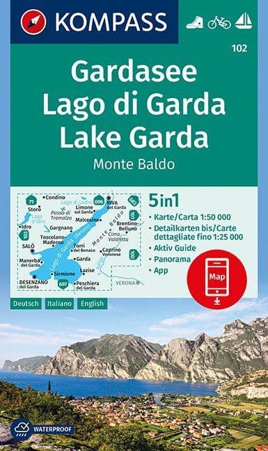 Lake Garda - Lago di Garda at 1:50,000 - Kompass 102