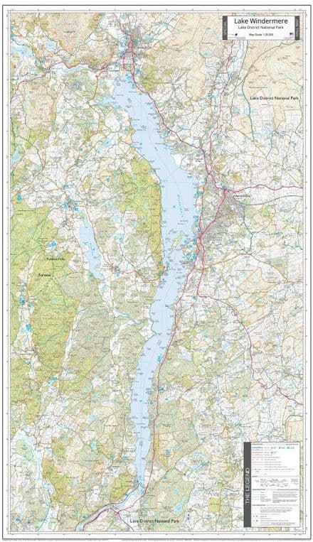 Lake Windermere - Wall Map - 1:20,000 - The Map Centre Press
