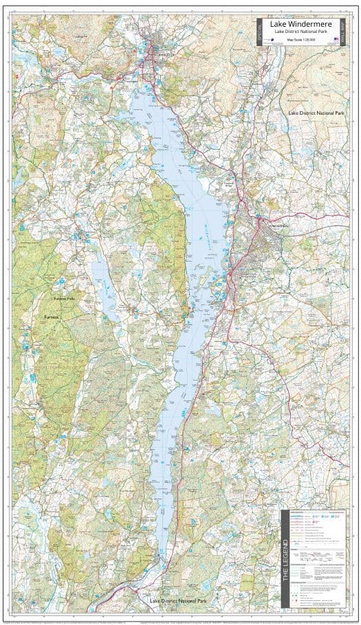 Lake Windermere - Wall Map - 1:20,000 - The Map Centre Press