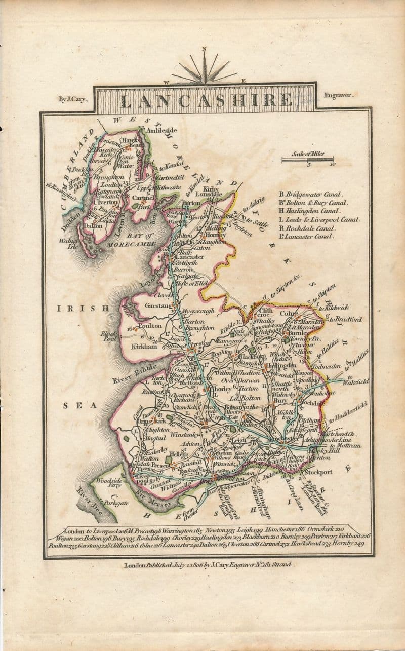 Lancashire 1806 - John Cary - Original Map