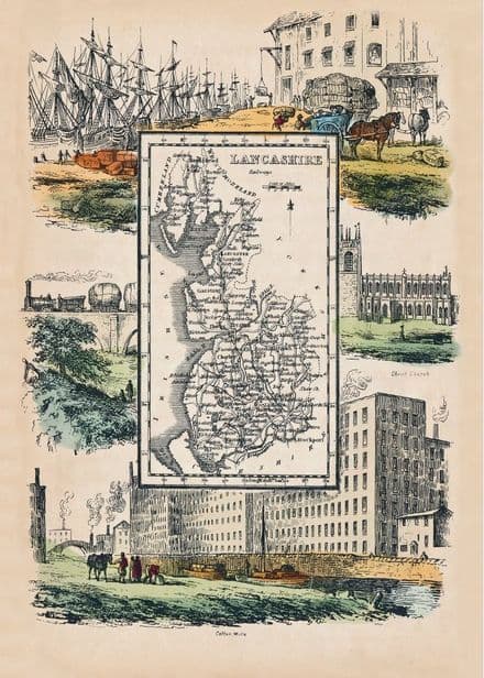 Lancashire - by 'Reuben Ramble' - Reproduction County Map