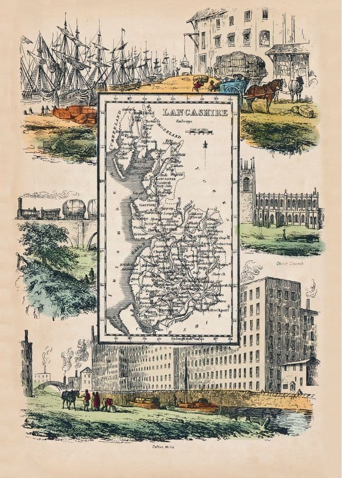 Lancashire - by 'Reuben Ramble' - Reproduction County Map